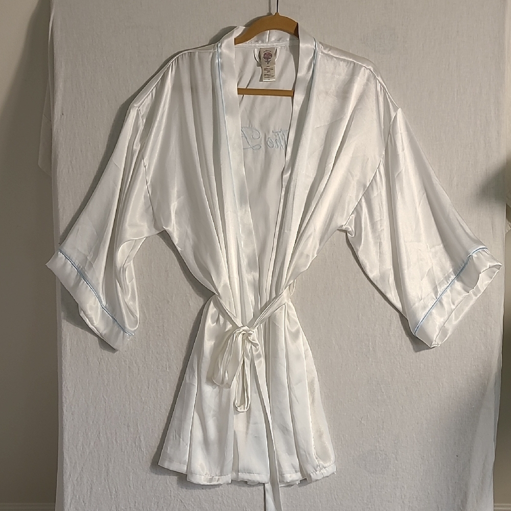 In Bloom By Jonquil Something Blue The Bride White Satin Robe Size Large